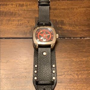 Anime market watch. Red star dial and black strap